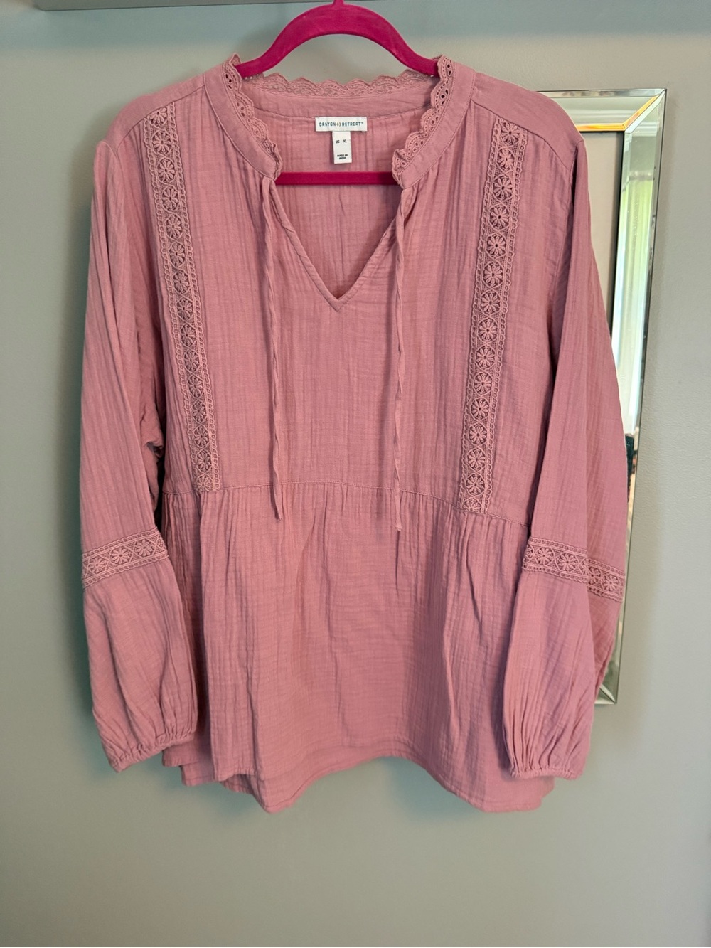 Canyon Retreat Pink Boho Top - Women's Long Sleeve